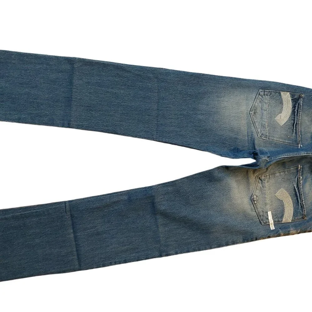 G-Star Raw GS01 Heller Straight Button Fly Blue Wheel Denim Jeans Sz 31 x 34 NWT